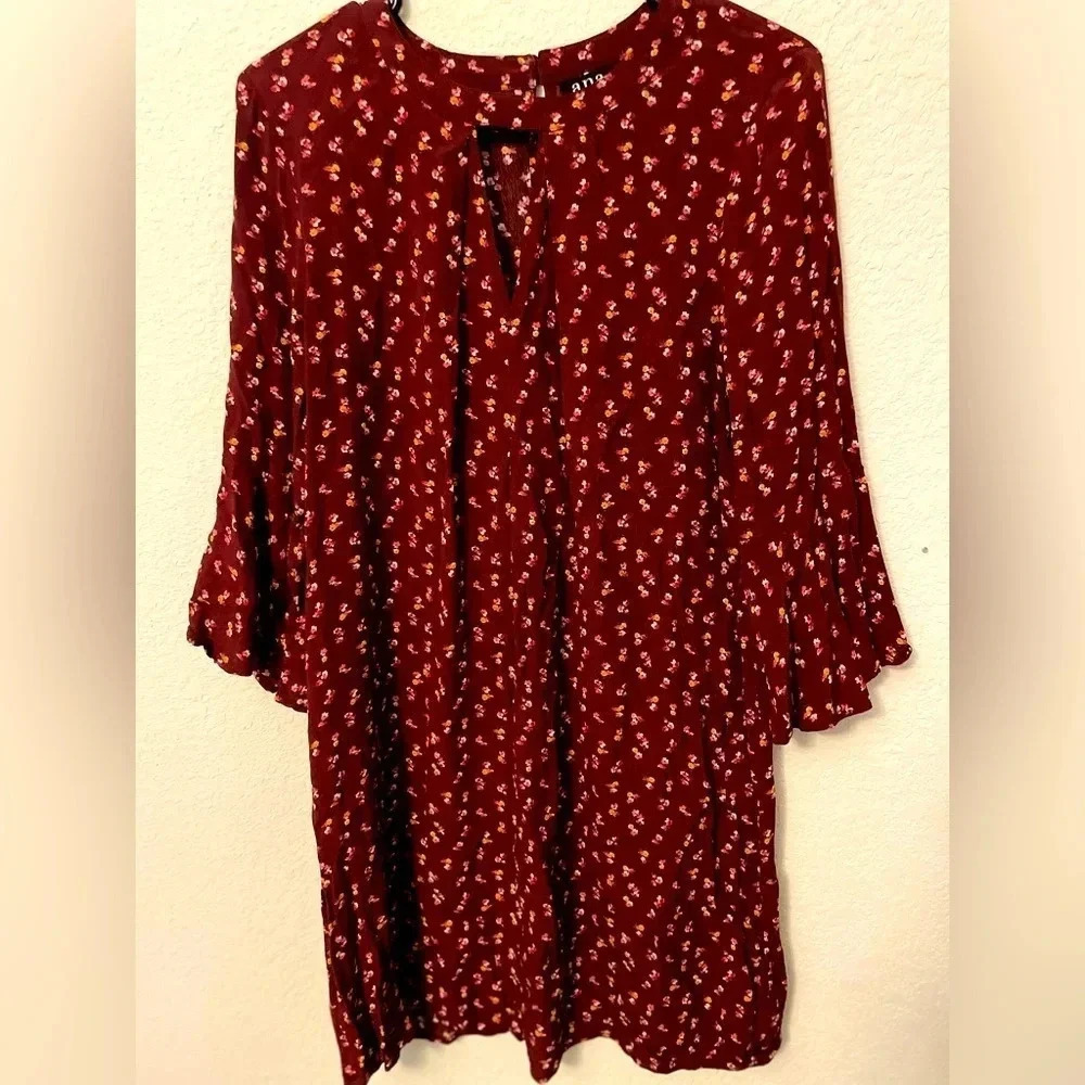 A.n.a. Aline burgundy bell ruffle half sleeve dress size L